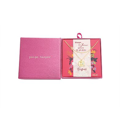 Paige Harper Gold Plated Double-Layered Daffodil Disc CZ Necklace