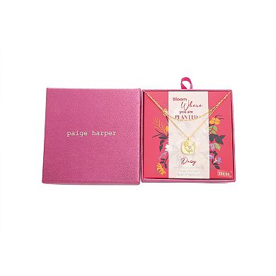 Paige Harper Gold Plated Double-Layered Daisy Disc CZ Necklace