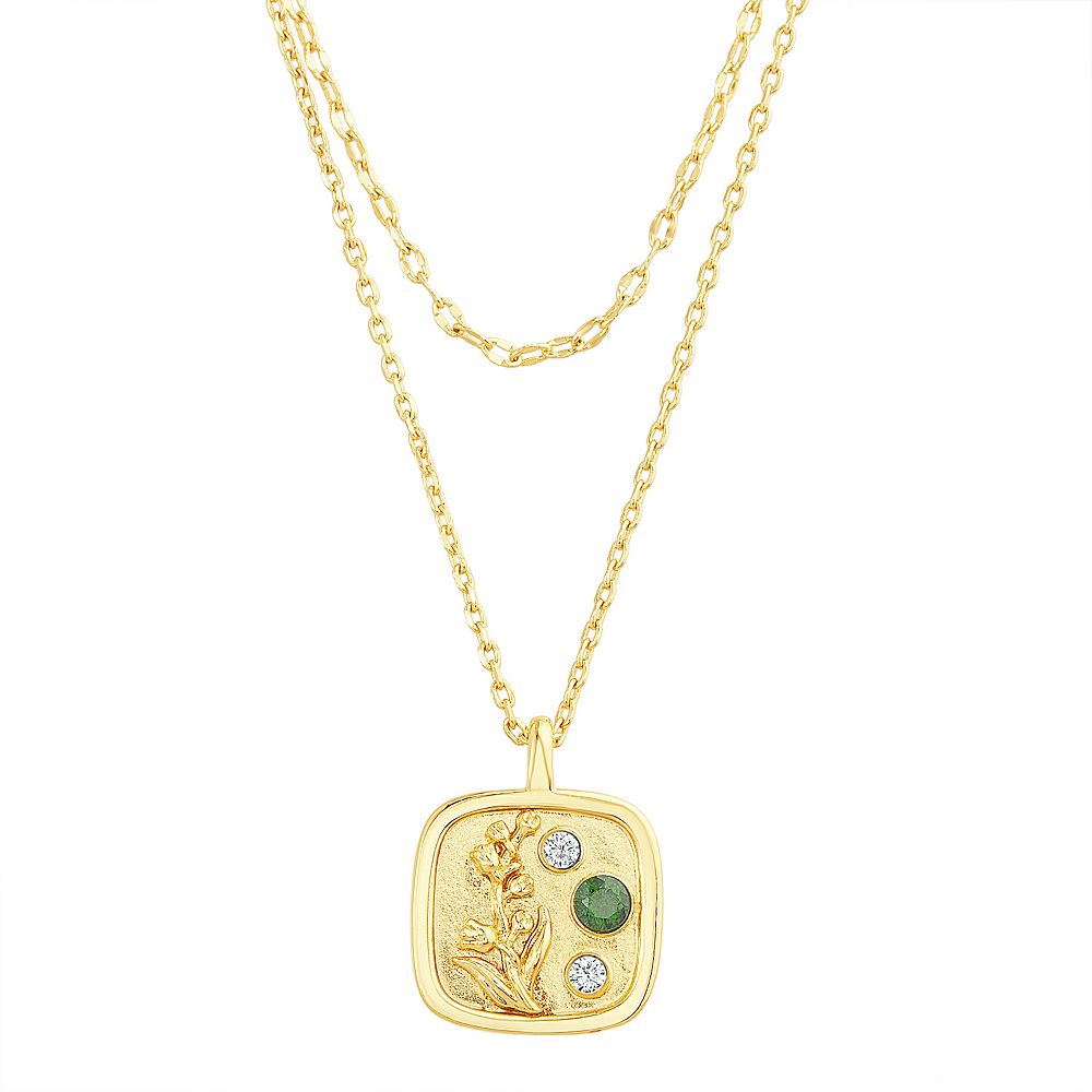 Paige Harper Gold Plated Layered Lily of the Valley Disc Cubic