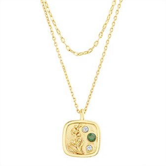 Paige Harper Gold Plated Layered Lily of the Valley Disc Cubic Zirconia Necklace