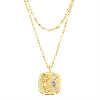 Paige Harper Gold Plated Layered Rose Disc Cubic Zirconia Necklace