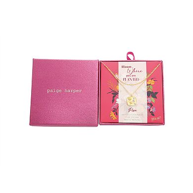 Paige Harper Gold Plated Layered Rose Disc Cubic Zirconia Necklace