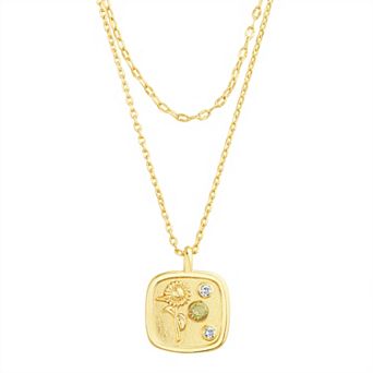 Paige Harper Gold Plated Double-Layered Sunflower Disc Cubic Zirconia Necklace