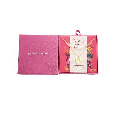 Paige Harper Gold Plated Double-Layered Sunflower Disc Cubic Zirconia Necklace