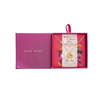 Paige Harper Gold Plated Double-Layered Carnation Disc Cubic Zirconia Necklace