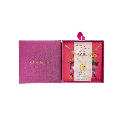 Paige Harper Gold Plated Double-Layered Violet Disc Cubic Zirconia Necklace