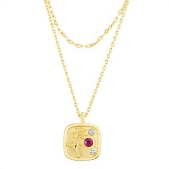 Paige Harper Gold Plated Double-Layered Water Lily Disc Cubic Zirconia Necklace
