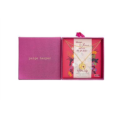 Paige Harper Gold Plated Double-Layered Water Lily Disc Cubic Zirconia Necklace