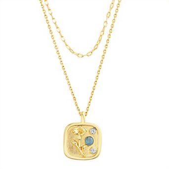 Paige Harper Gold Plated Double-Layered Aster Disc Cubic Zirconia Necklace