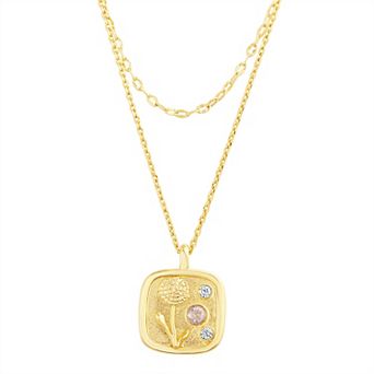 Paige Harper Gold Plated Double-Layered Marigold Disc Cubic Zirconia Necklace