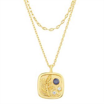Paige Harper Gold Plated Double-Layered Holly Berry Disc Cubic Zirconia Necklace