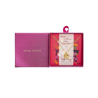 Paige Harper Gold Plated Double-Layered Holly Berry Disc Cubic Zirconia Necklace