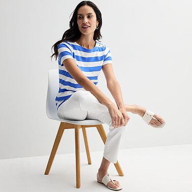 Women's Croft & Barrow® Button Shoulder Tee
