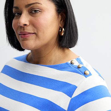 Plus Size Croft & Barrow® Button Shoulder Tee