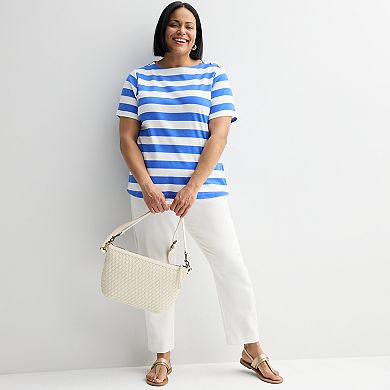 Plus Size Croft & Barrow® Button Shoulder Tee