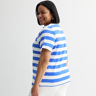 Plus Size Croft & Barrow® Button Shoulder Tee