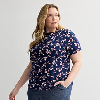 Plus Size Croft & Barrow® Button Shoulder Tee