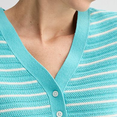 Women's Croft & Barrow® Elbow Sleeve Henley Pullover Sweater