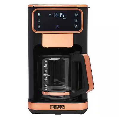 Haden Dual Brew 12 Cup Hot Ice Programmable Digital Coffee Maker Black Copper