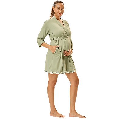Maternity Motherhood® 3-Piece Wrap-Front Chemise, Robe & Swaddle Set