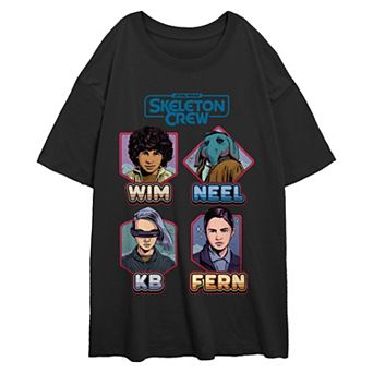 Juniors' Star Wars Skeleton Crew Character Portraits Oversized Graphic Tee
