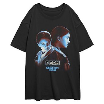 Juniors' Star Wars Skeleton Crew Fern Poster Oversized Graphic Tee
