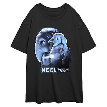 Juniors' Star Wars Skeleton Crew Neel Poster Oversized Graphic Tee