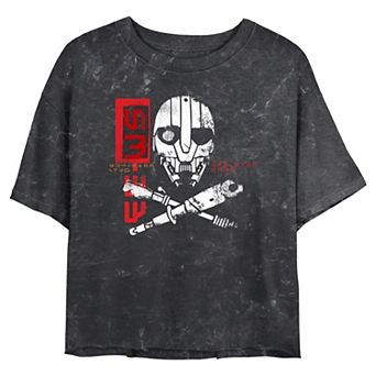 Juniors' Star Wars Skeleton Crew SM-33 Flag Cropped Graphic Tee