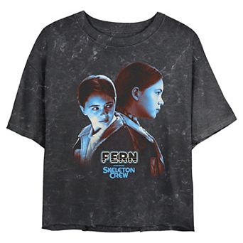 Juniors' Star Wars Skeleton Crew Fern Poster Cropped Graphic Tee