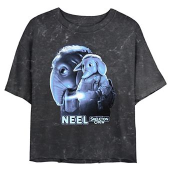 Juniors' Star Wars Skeleton Crew Neel Poster Cropped Graphic Tee