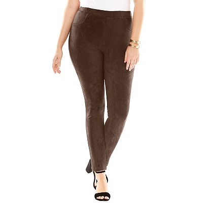 Roaman's Women's Plus Size Faux Suede Legging