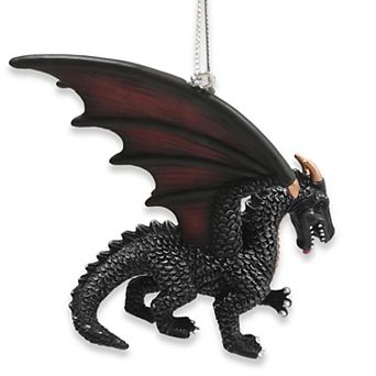 Fierce Mystical Black Dragon Ornament, Mythical Creature Gothic Fantasy
