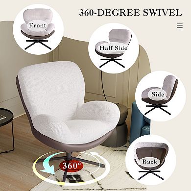 Christopher Knight Home 360° Swivel Accent Chair, Modern Chenille Lounge Chair with Faux Leather
