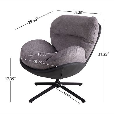 Christopher Knight Home 360° Swivel Accent Chair, Modern Chenille Lounge Chair with Faux Leather