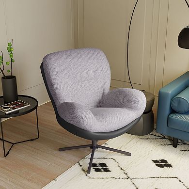 Christopher Knight Home 360° Swivel Accent Chair, Modern Chenille Lounge Chair with Faux Leather