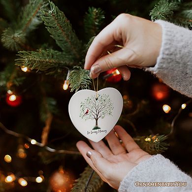 In Loving Memory of Mom and Dad Cardinal on a Tree Ornament, Heavenly Christmas Remembrance Gift, V1