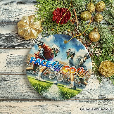 Lacrosse Face Off Go Off Ornament, Christmas Gift and Tree Decor for Sport Lovers