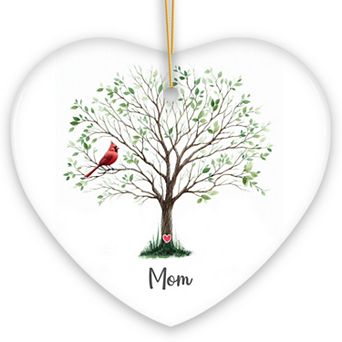 In Loving Memory of Mom and Dad Cardinal on a Tree Ornament, Heavenly Christmas Remembrance Gift, V2