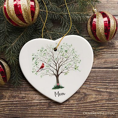 In Loving Memory of Mom and Dad Cardinal on a Tree Ornament, Heavenly Christmas Remembrance Gift, V2