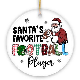 Santa's Favorite Football Player Ornament, Christmas Gift and Tree Decor for American Sport Lover