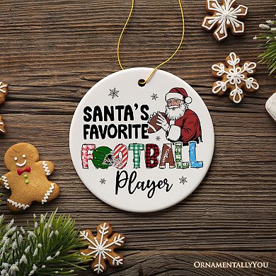 Santa's Favorite Football Player Ornament, Christmas Gift and Tree Decor for American Sport Lover