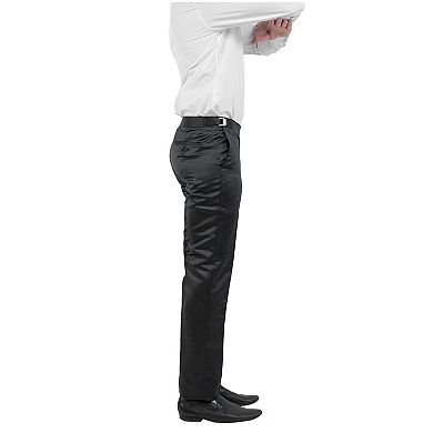 Men's Skinny-Fit Shiny Tuxedo Pants