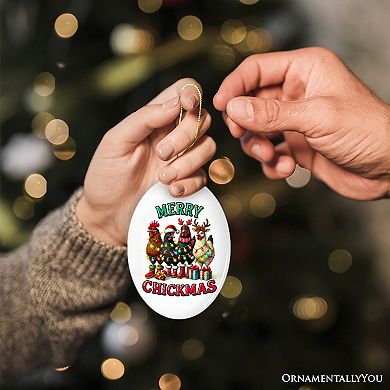 Merry Chickmas Chicken Ornament, Bright and Quirky Decor For Christmas Tree