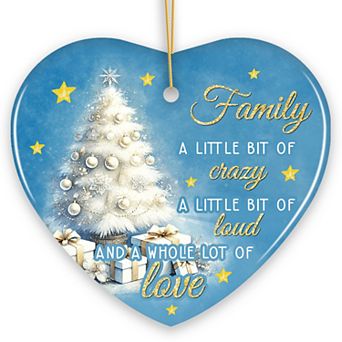 Whimsical Family Quote Ornament, Enchanting White Christmas Appreciation Gift and Tree Decor, Heart