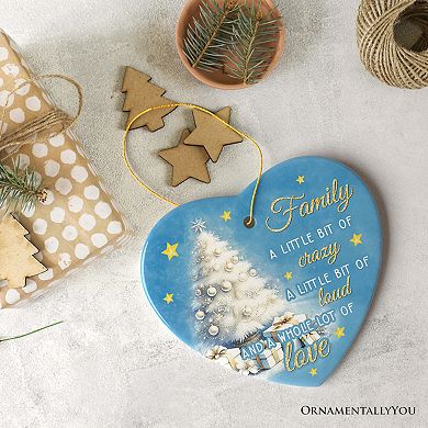 Whimsical Family Quote Ornament, Enchanting White Christmas Appreciation Gift and Tree Decor, Heart