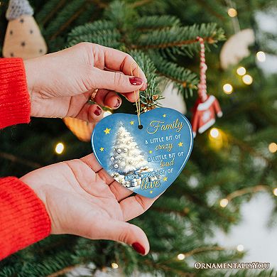 Whimsical Family Quote Ornament, Enchanting White Christmas Appreciation Gift and Tree Decor, Heart