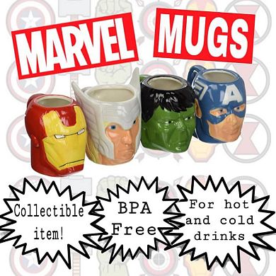 Bazillion Dreams Marvel Avengers 4-Pack Mugs - Featuring Hulk, Captain America, Iron Man, and Thor