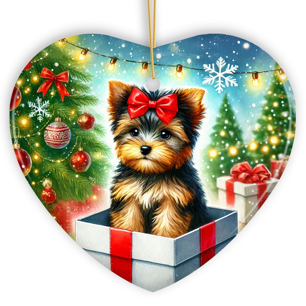 Precious Yorkshire Terrier Christmas Gift Ornament, Sweet Holiday