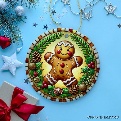Golden Gingerbread Man Delight Ornament, Radiant Holiday Guardian for Festive Decor