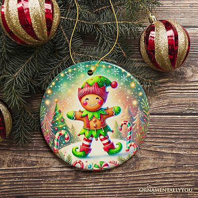 Gingerbread Man as a Christmas Elf Ornament, Magical Holiday Gift and Tree Decor, V1